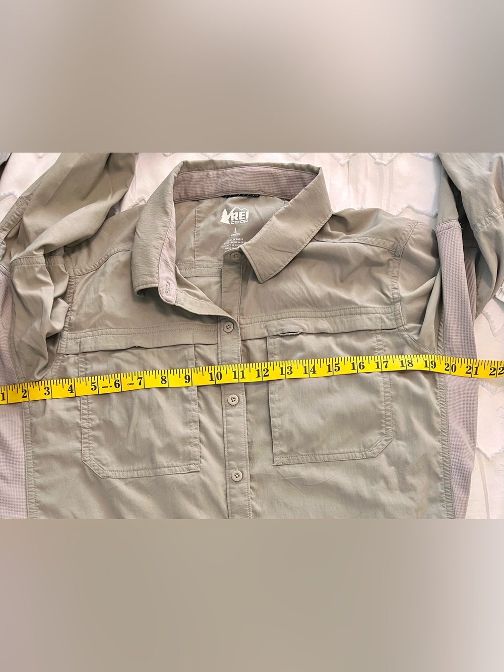 REI Co-op Women’s Sahara Long-Sleeve Hiking Shirt khaki Nylon Stretch Utility L - Picture 6 of 12